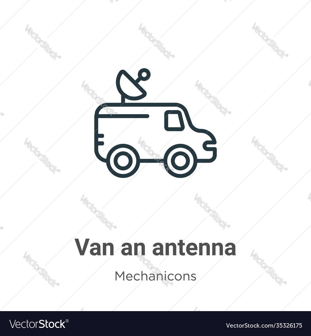 Van an antenna outline icon thin line black