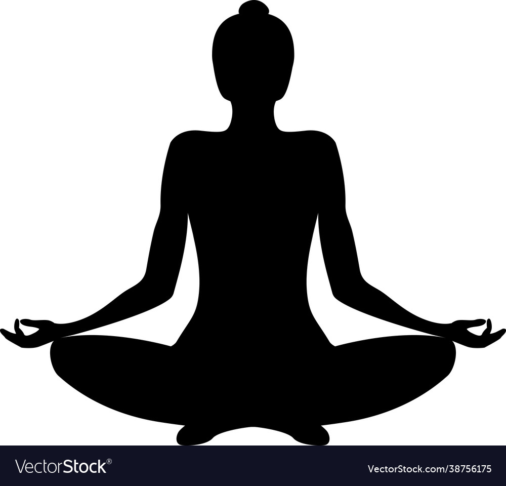 Woman silhouette in yoga lotus position