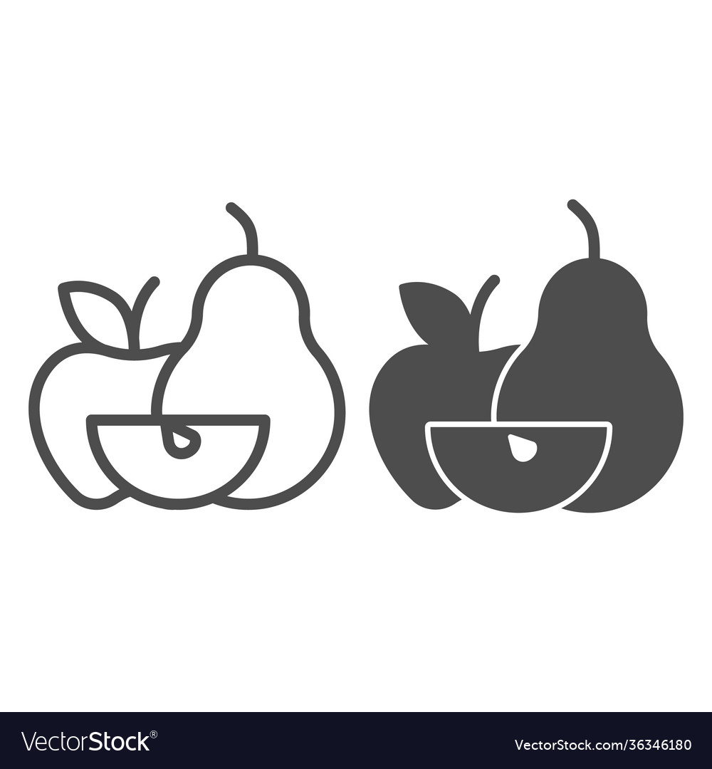 Apple with pear and slice line solid Vector Image Apple with pear and slice line solid
