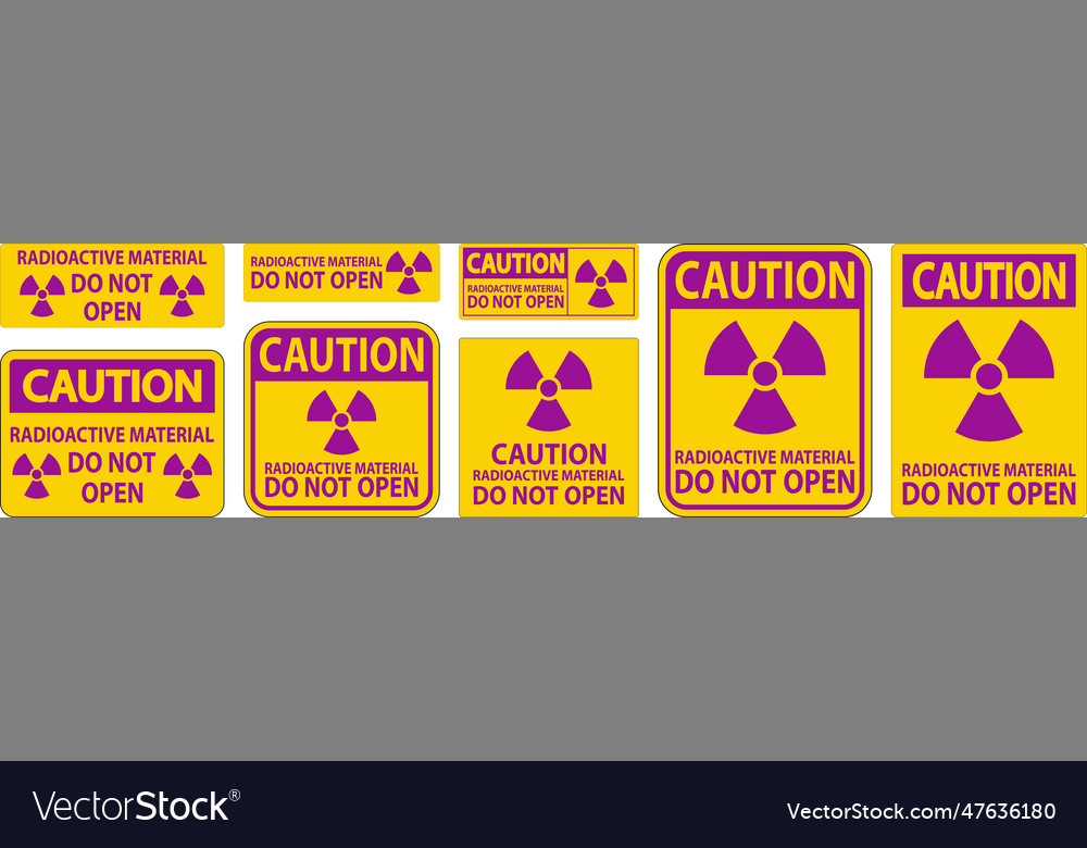 Caution sign radioactive material do not open vector image Caution sign radioactive material do not open
