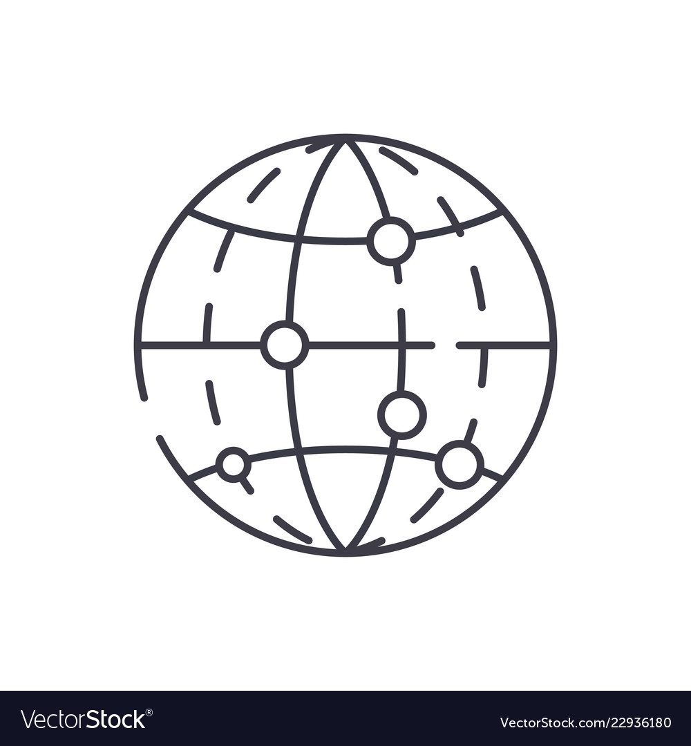 Global data encryption line icon concept vector image Global data encryption line icon concept