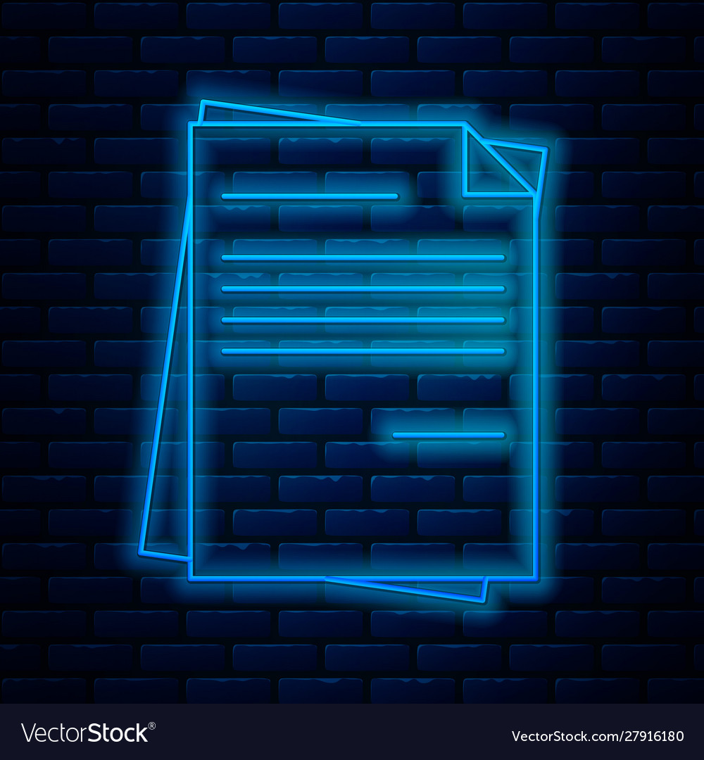 Glowing neon line file document icon isolated