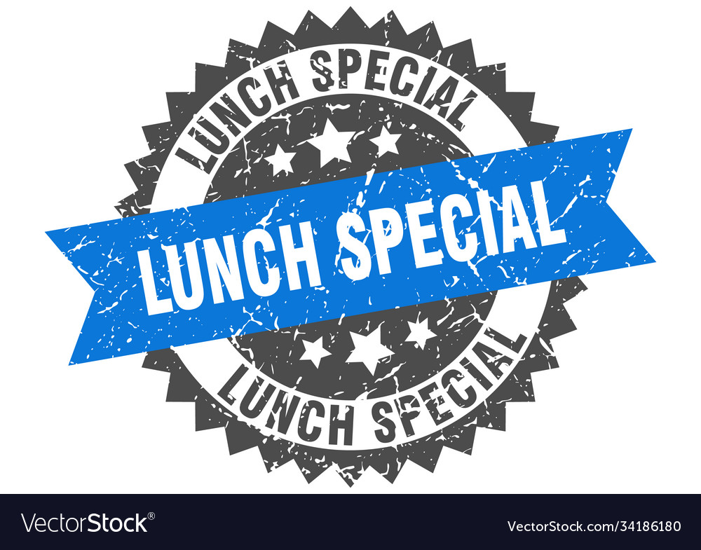 Lunch special stamp grunge round sign with ribbon