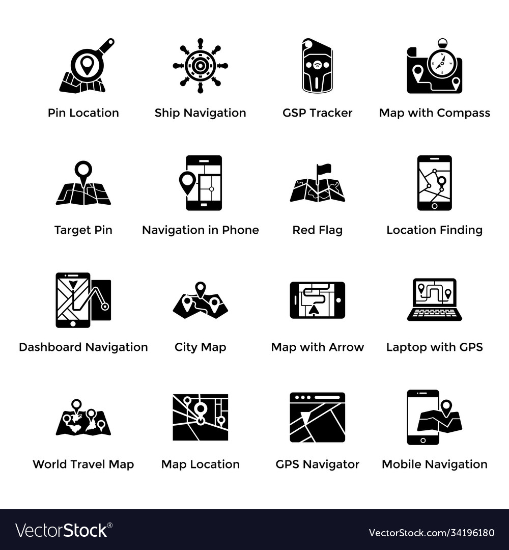 Map pointers icons set