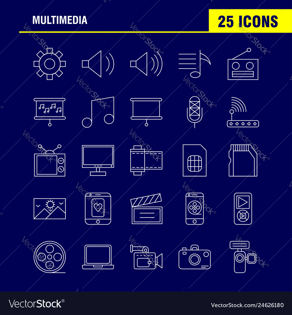 Multimedia line icon for web print and mobile vector image Multimedia line icon for web print and mobile