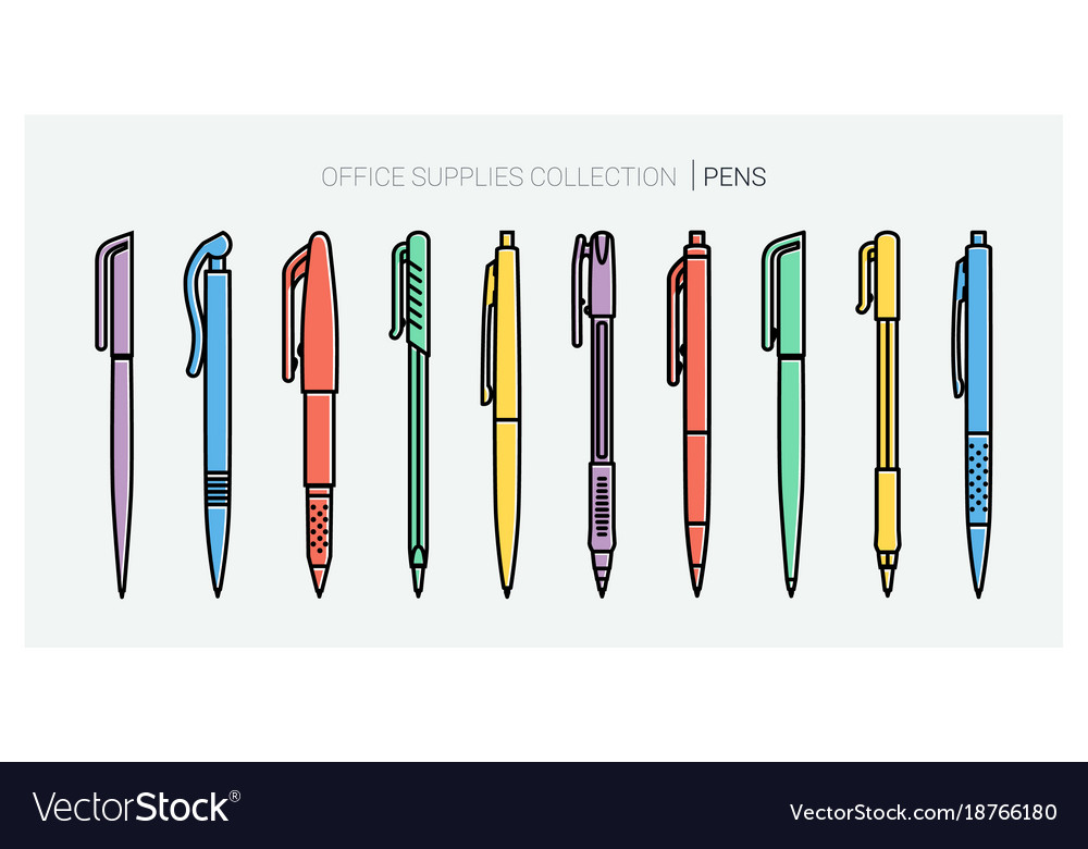 Office supplies collection pens set writing