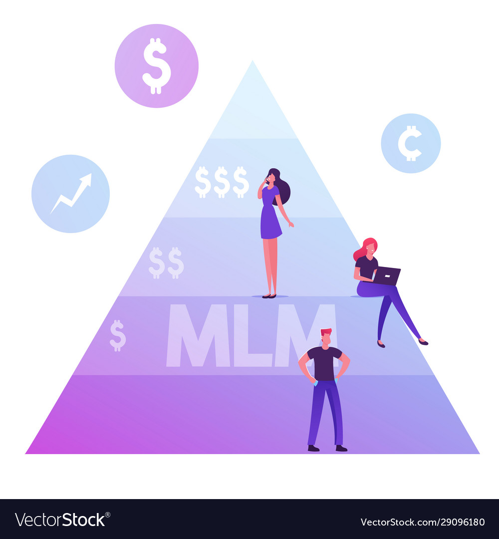 People stand on mlm pyramid multi level marketing