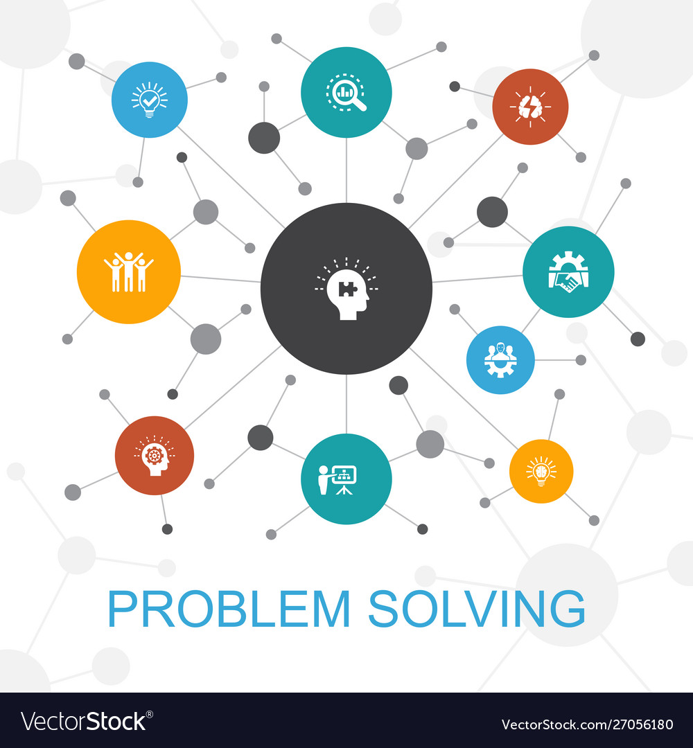 Problem solving trendy web concept with icons