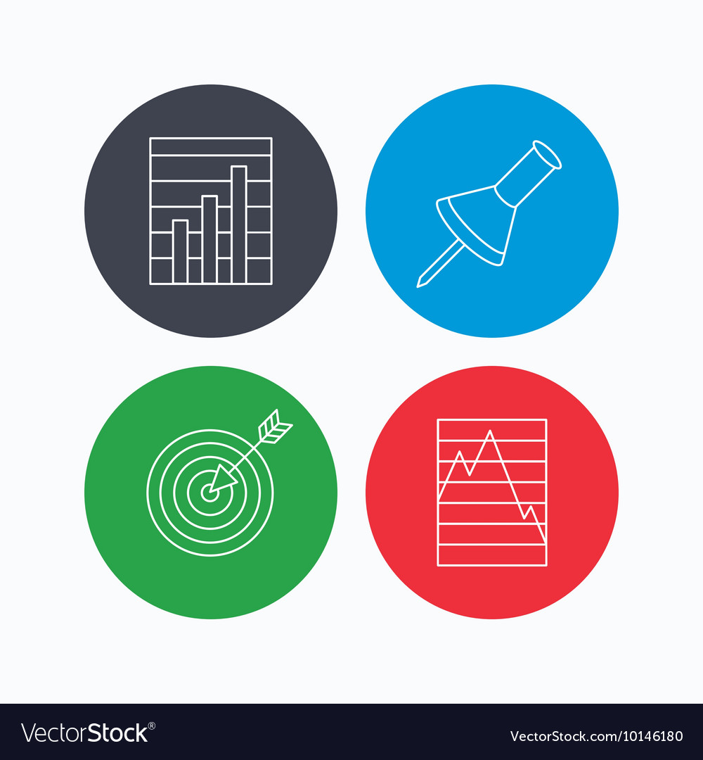 Pushpin graph charts and target icons