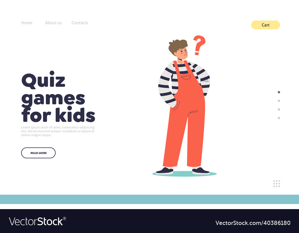 Quiz games for kids concept of landing page