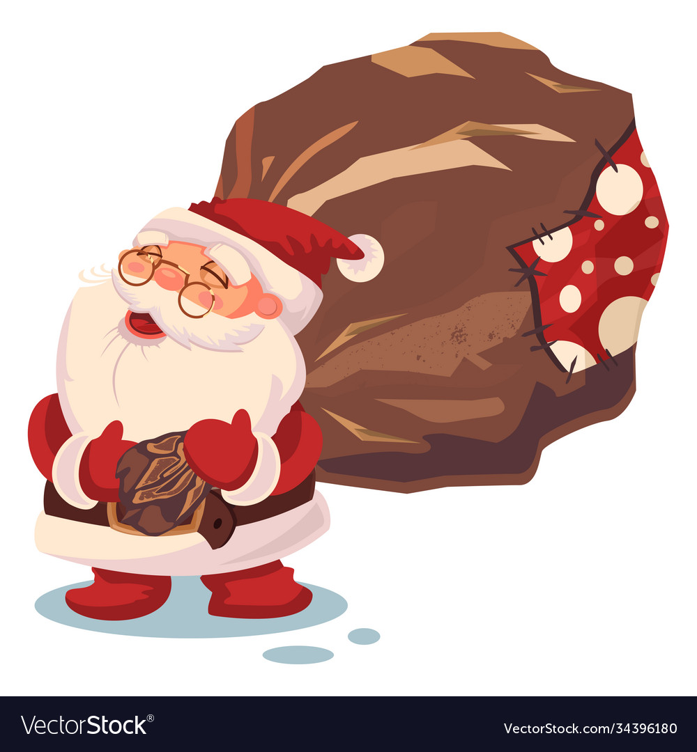 Santa claus and sack with gift christmas