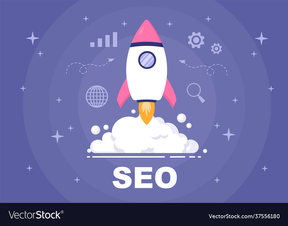 Seo optimization to search engine app development vector image Seo optimization to search engine app development