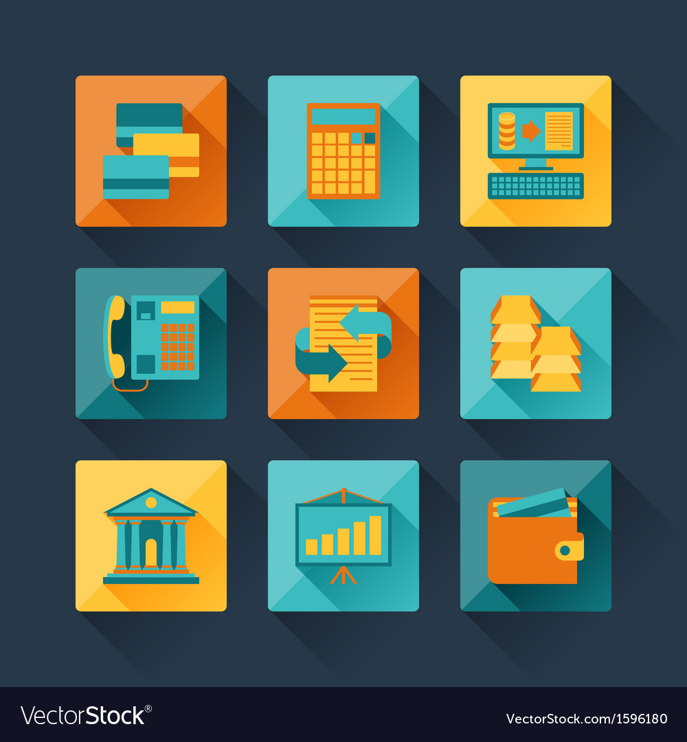 Set of business icons in flat design style