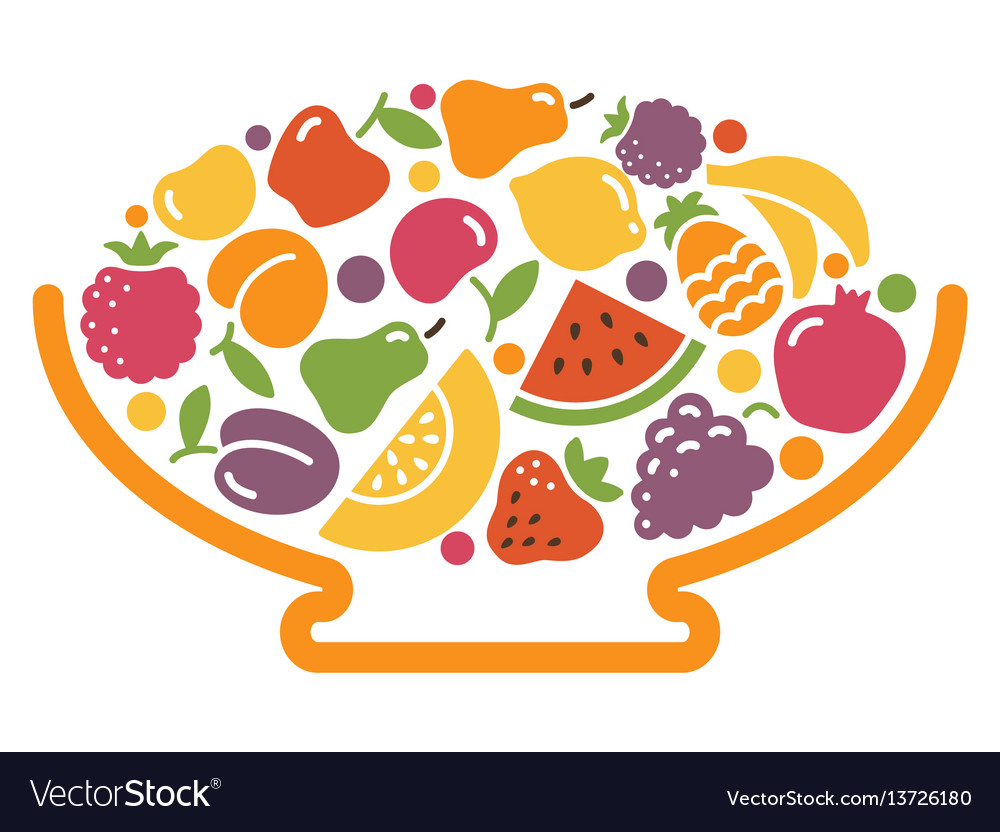 Stylized image of a bowl of fruit Royalty Free Vector Image