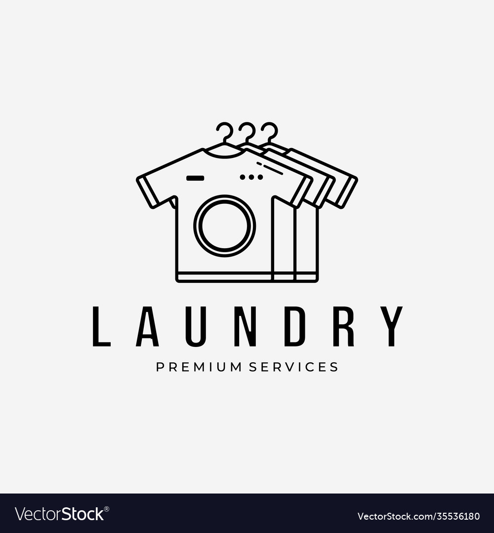 T-shirts logo design line art laundry business