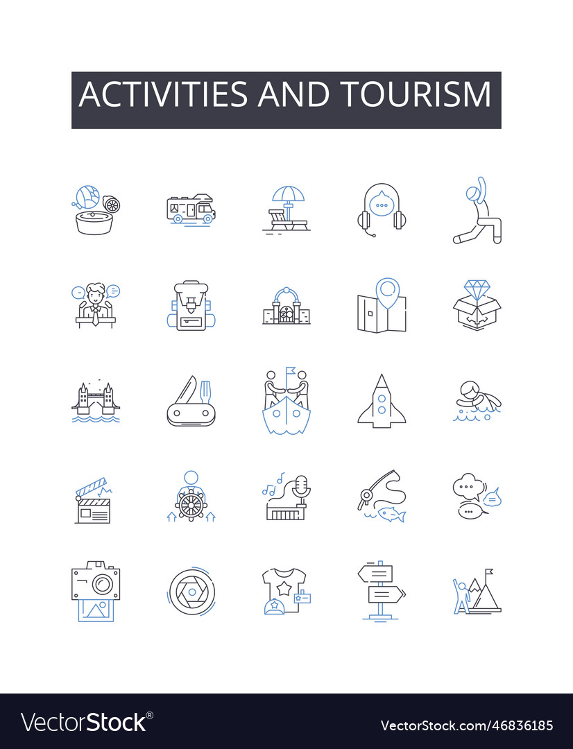 Activities and tourism line icons collection