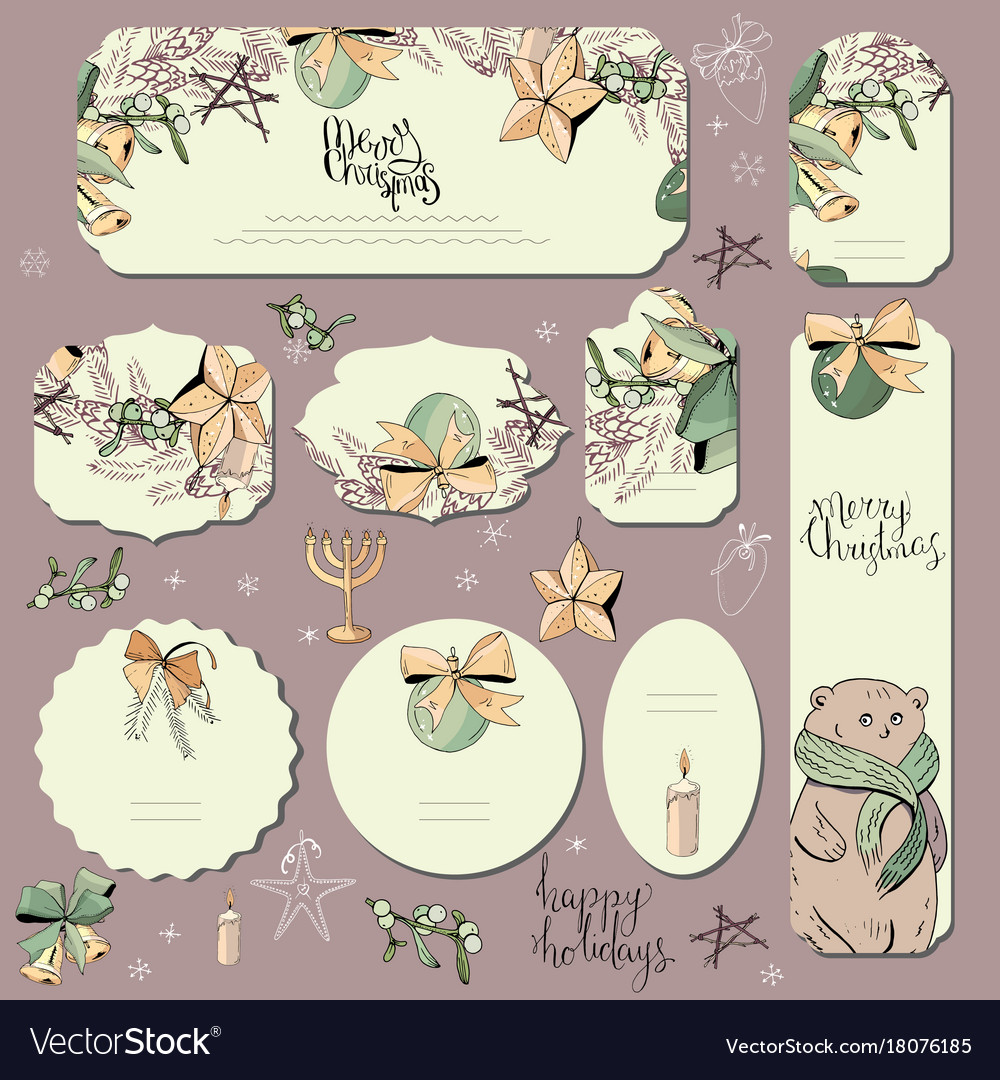 Großes Set mit Vintage Weihnachten Dekoration Flyer