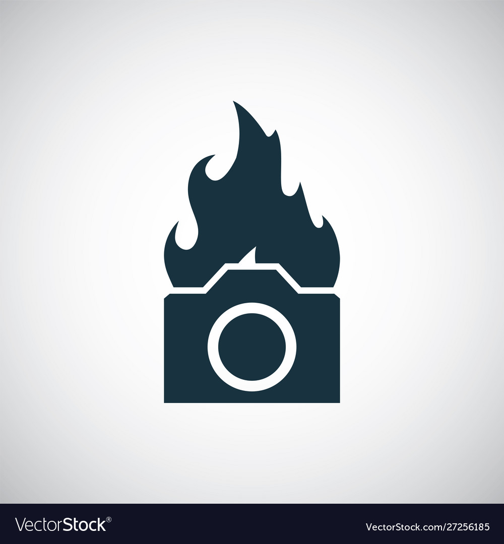 Camera flame icon for web and ui on white