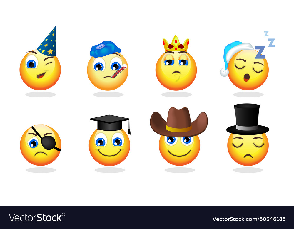 Cartoon funny emoticons set Royalty Free Vector Image