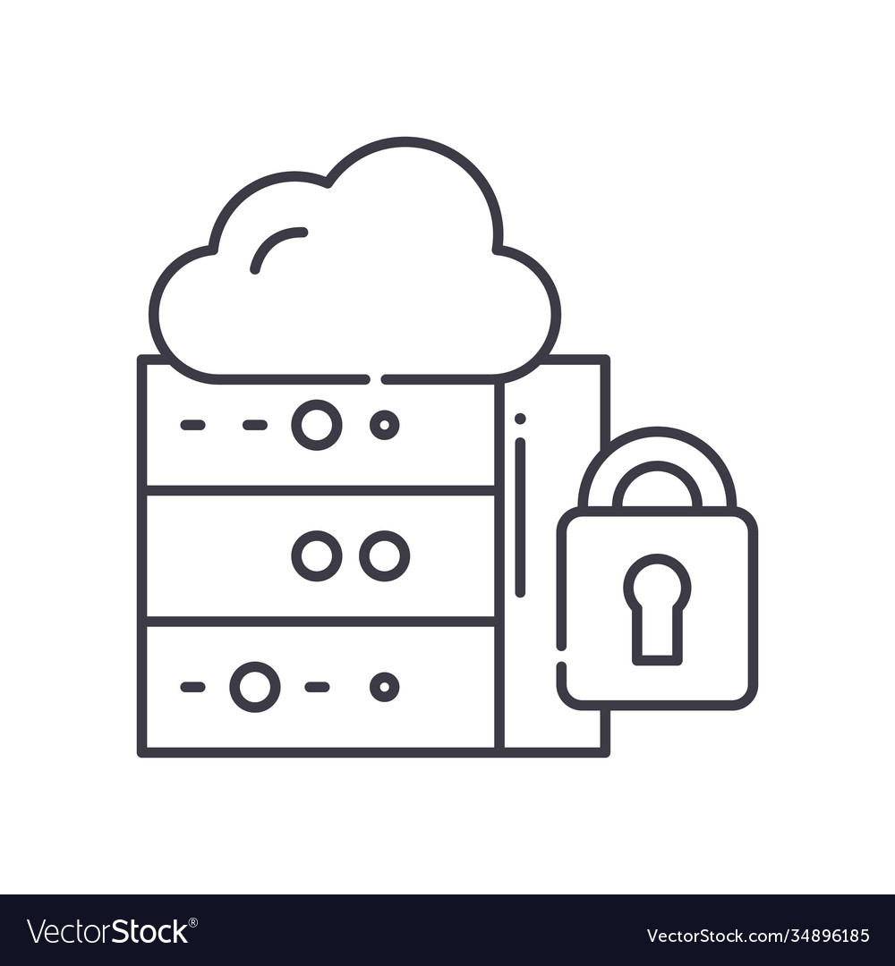 Cloud archive icon linear isolated