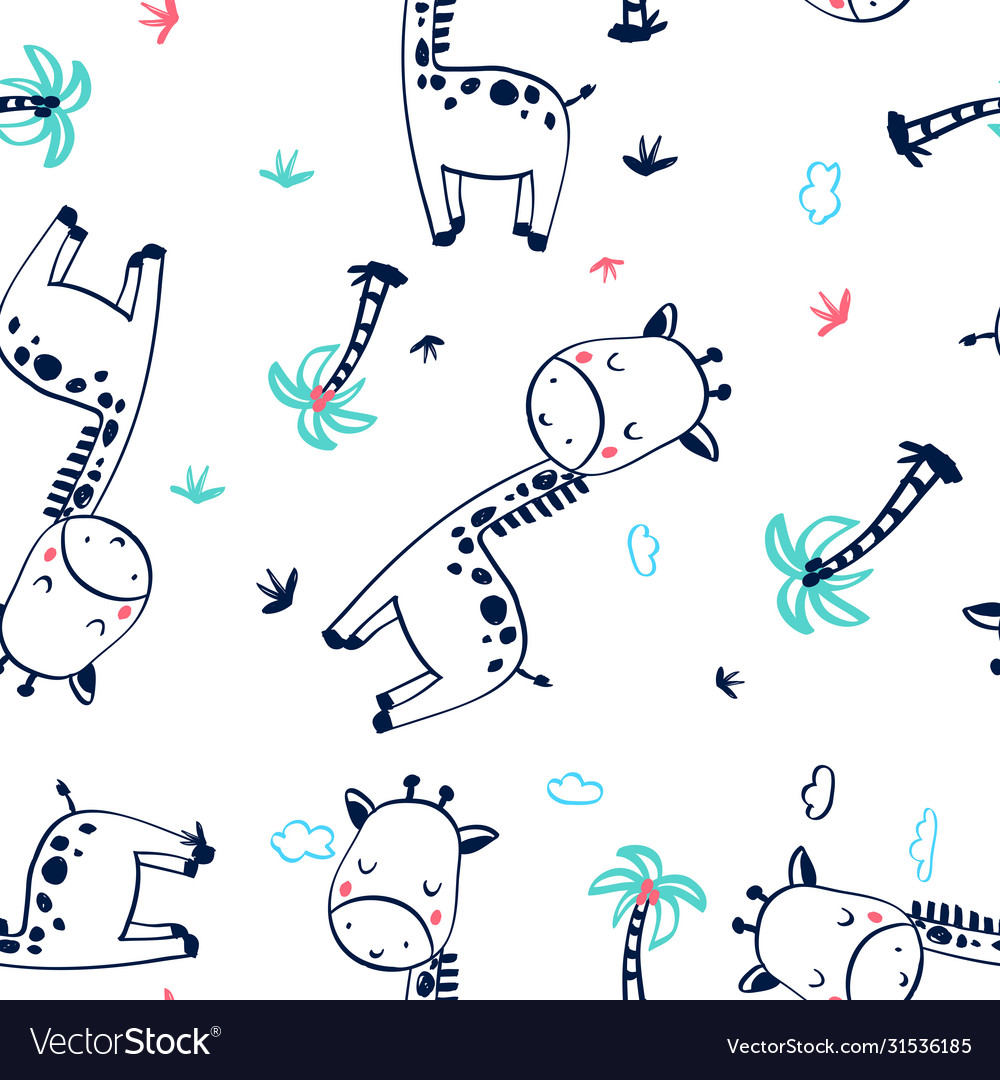 Giraffe seamless pattern design with slogan vector image Giraffe seamless pattern design with slogan