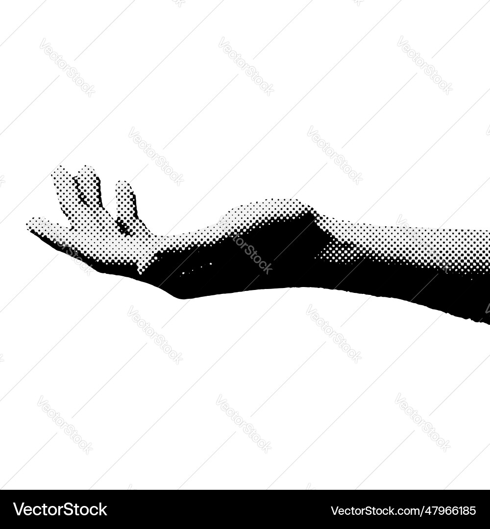 Halftone image of human hand side view Royalty Free Vector