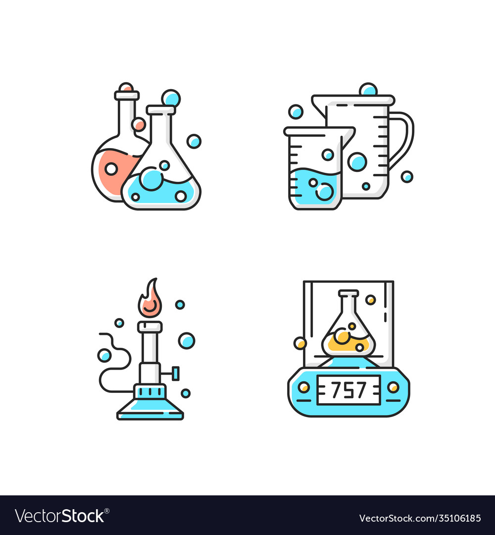 Lab tools rgb color icons set vector image Lab tools rgb color icons set