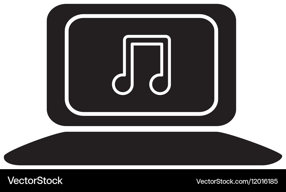 Laptop and musical note Royalty Free Vector Image