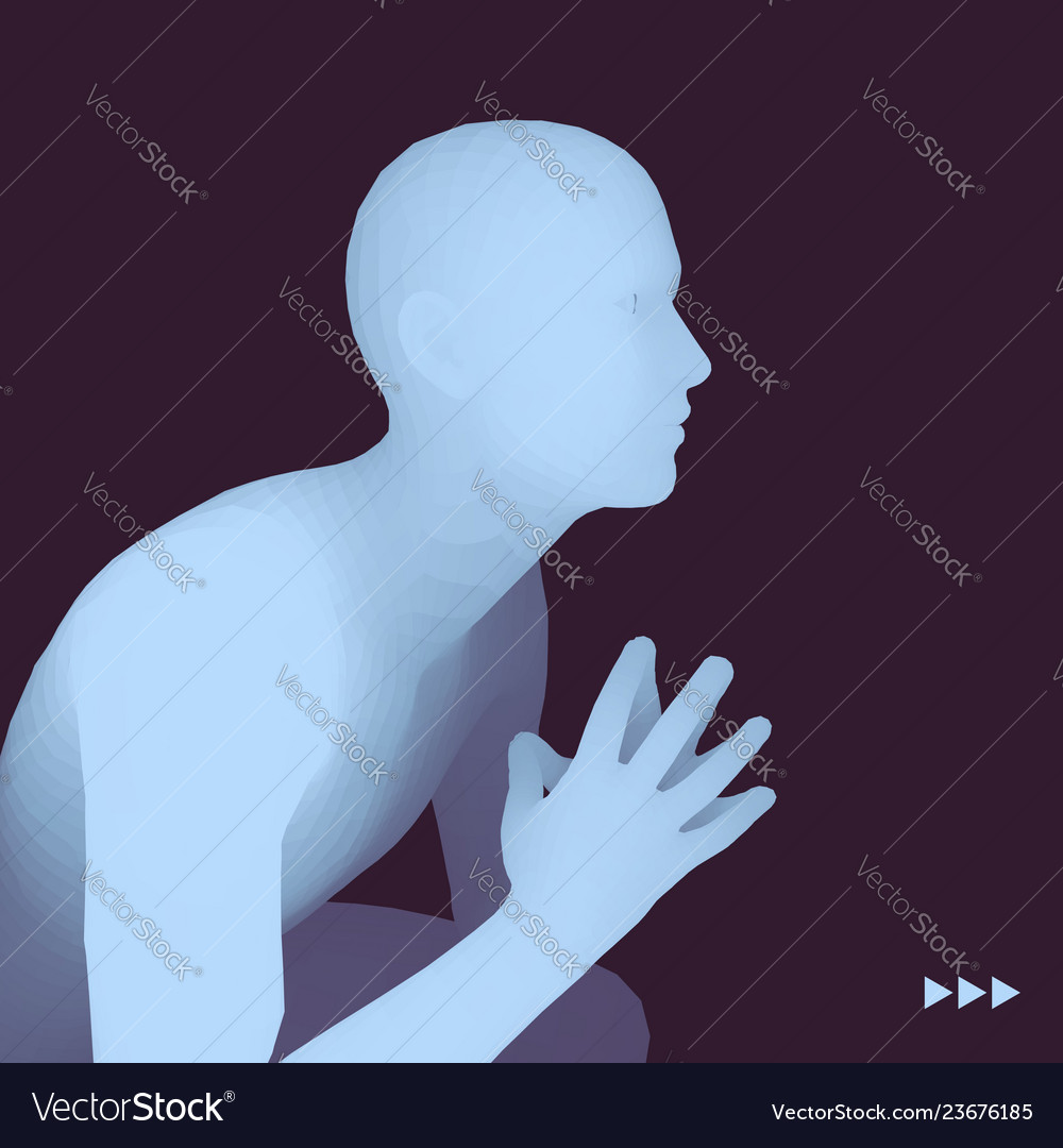 Man in a thinker pose 3d model of business vector image Man in a thinker pose 3d model of business