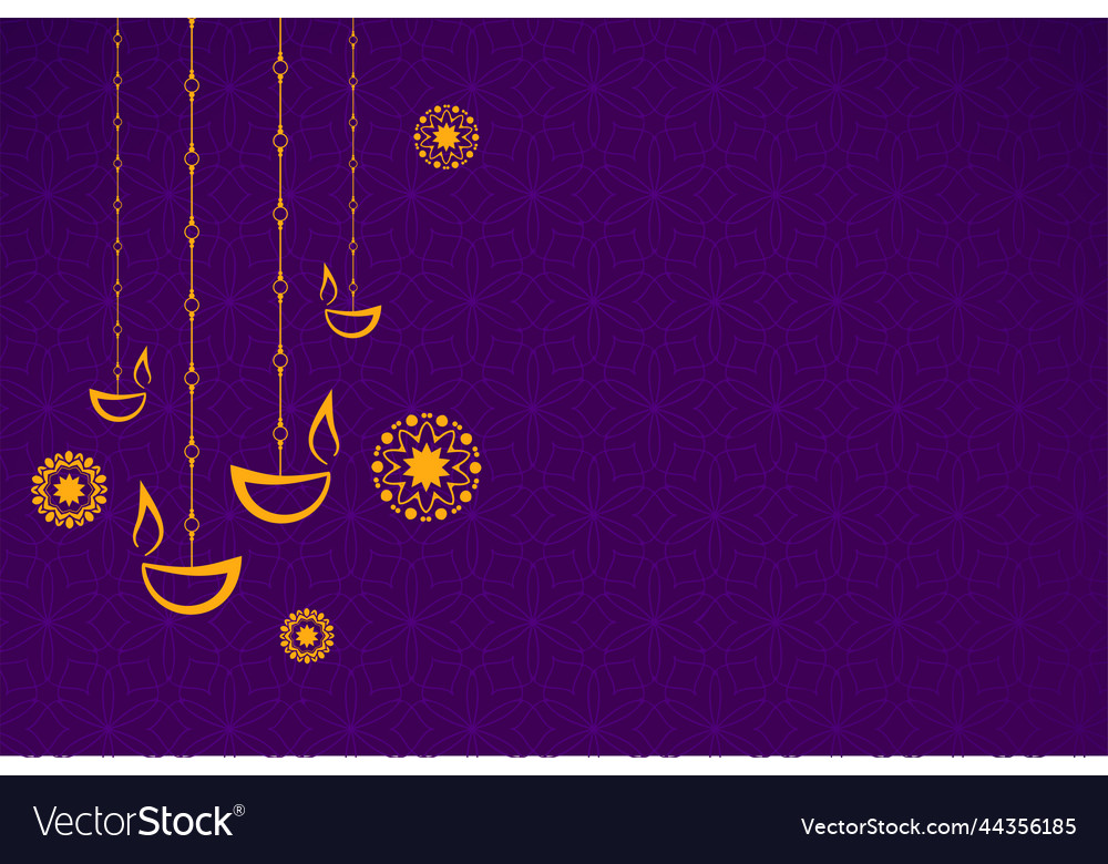 Minimal Diwali Background With Hanging Diya Vector Image