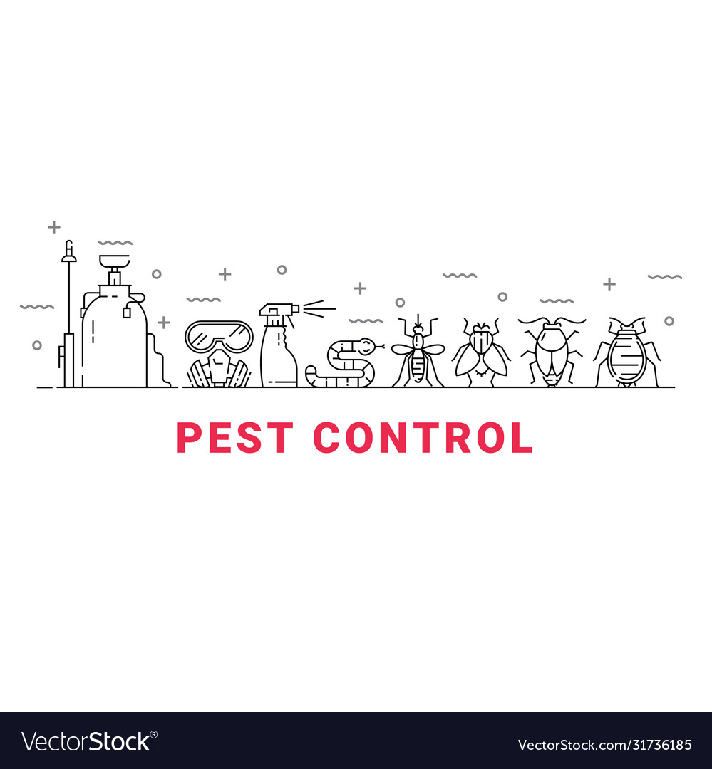 Pest control icon set in linear style vector image Pest control icon set in linear style