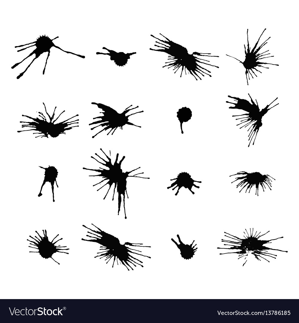 Set of ink splashes blots splatter vector image Set of ink splashes blots splatter