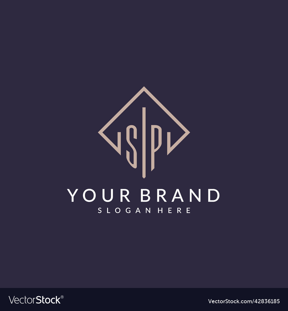 Sp initial monogram logo with rectangle style Vector Image Sp initial monogram logo with rectangle style