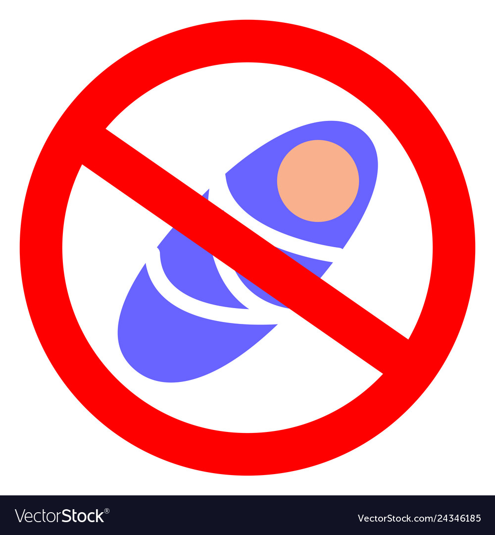 Stop or prohibit sign with baby icon isolated