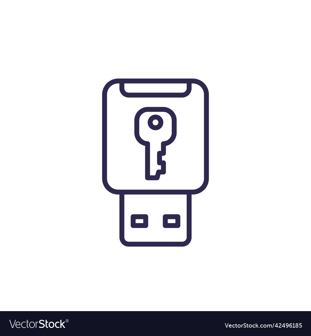 Usb stick security key line icon