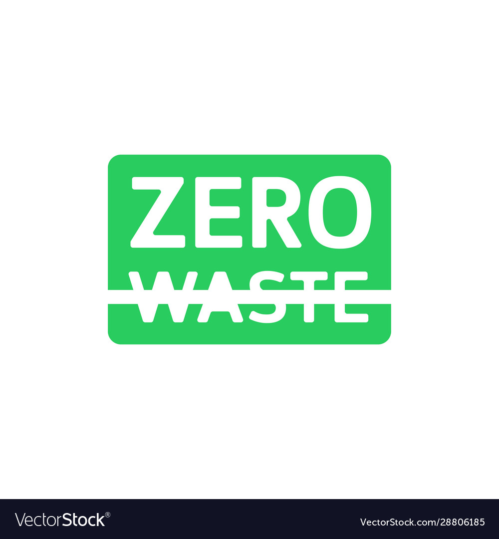 Zero waste green rectangle emblem with crossed out