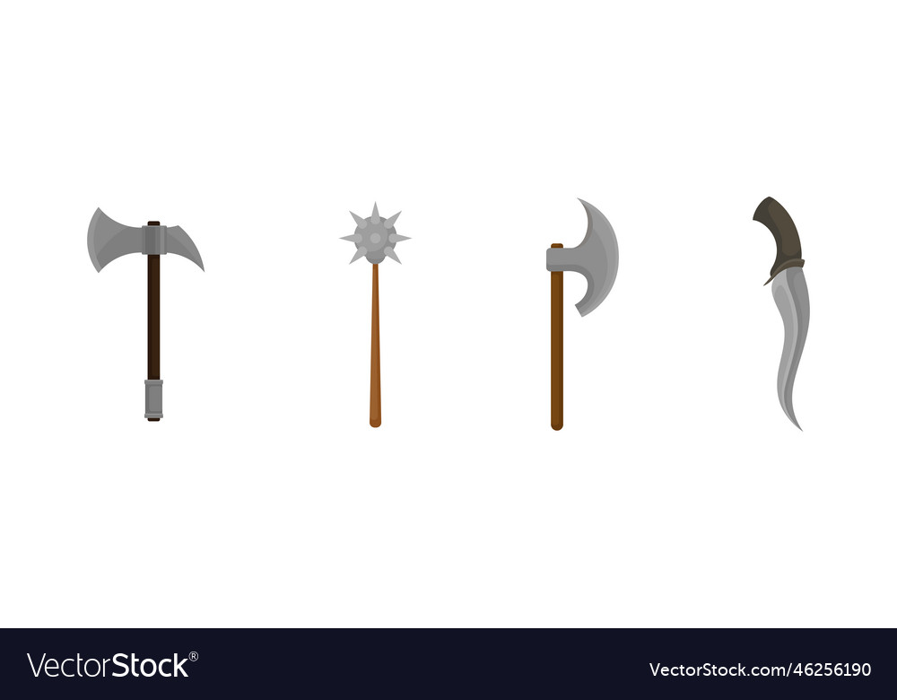 Ancient weapon with axe morning star and dagger Vector Image
