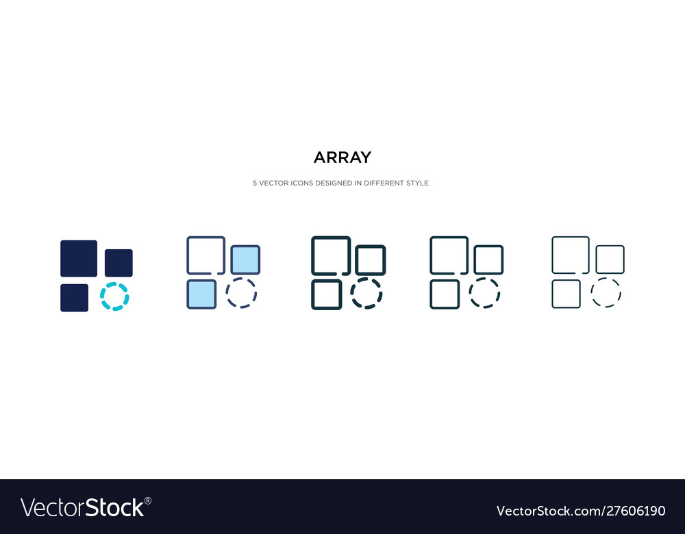 Array icon in different style two colored