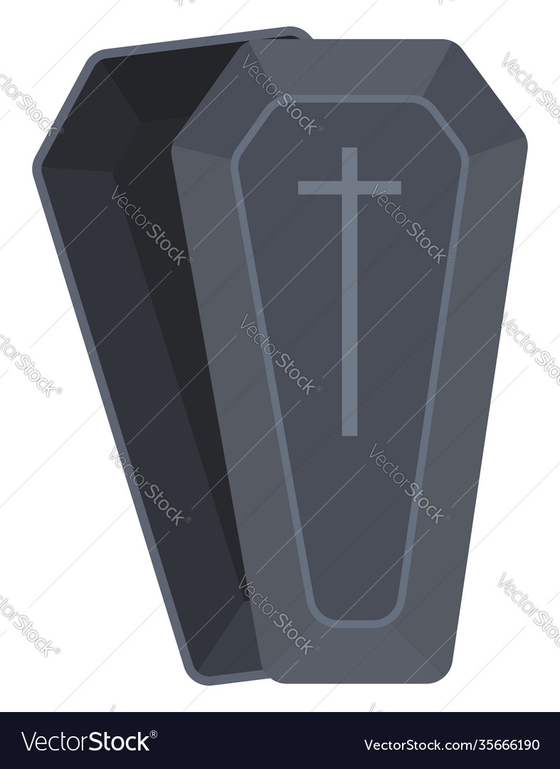 Black coffin on a white background