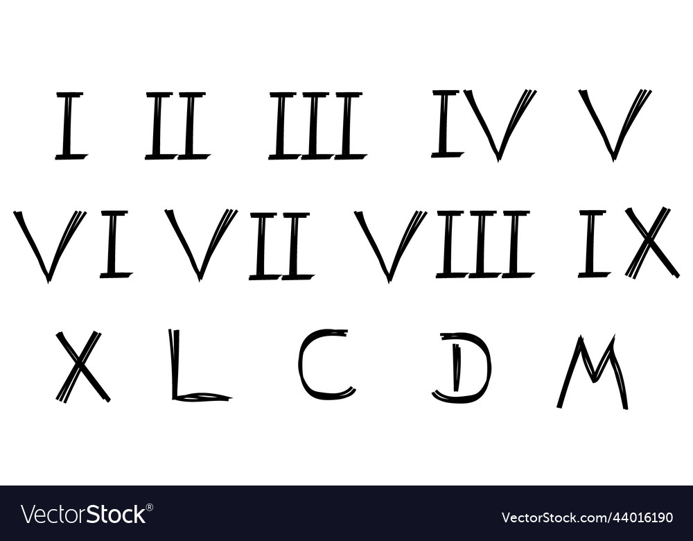 Black roman numerals white background set Vector Image