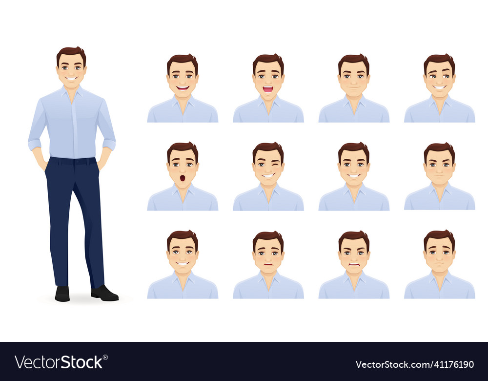 Business man expression set Royalty Free Vector Image