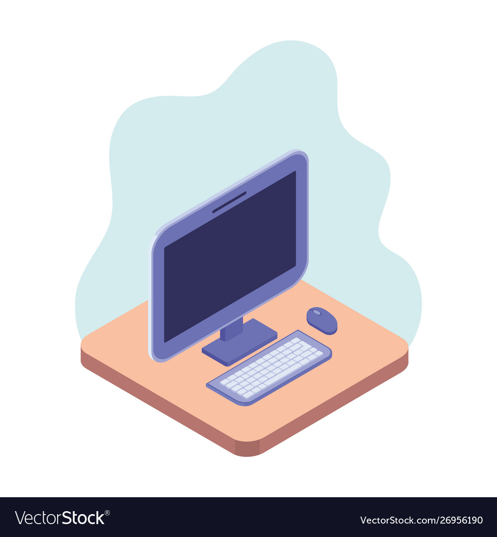 Desktop computer screen with keyboard and mouse