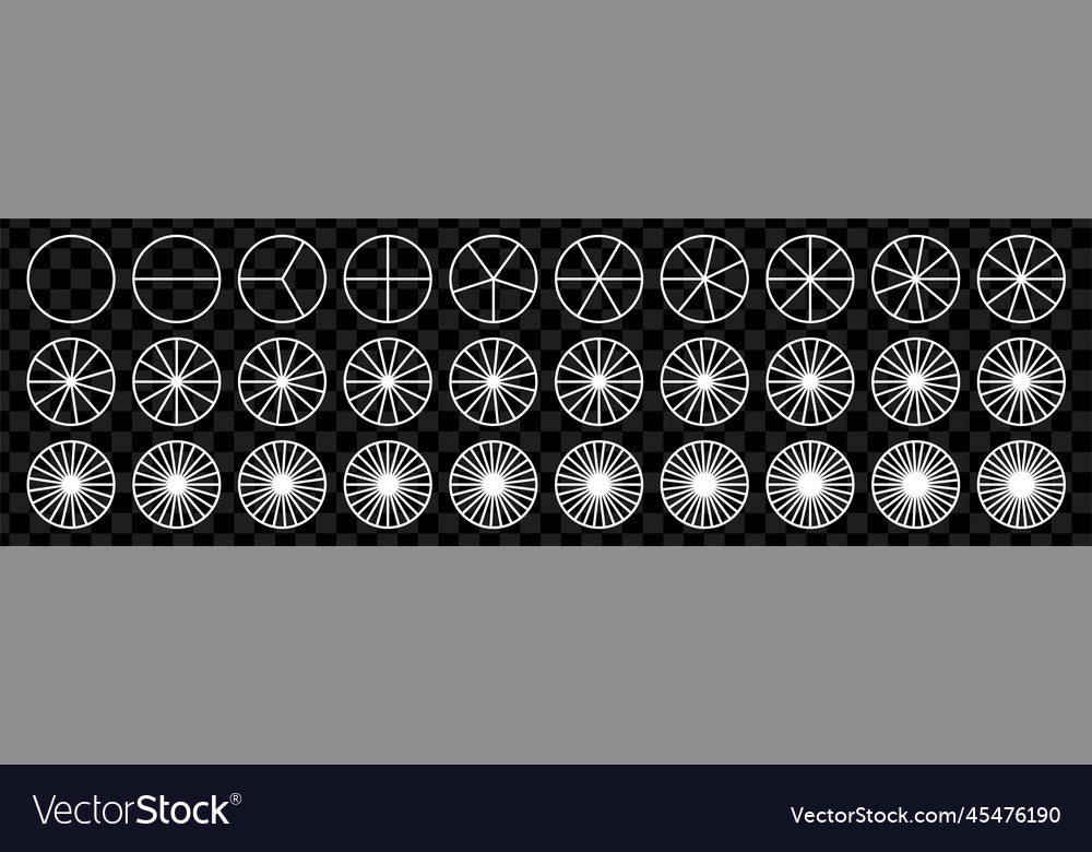 Divided geometric circles segment slice set