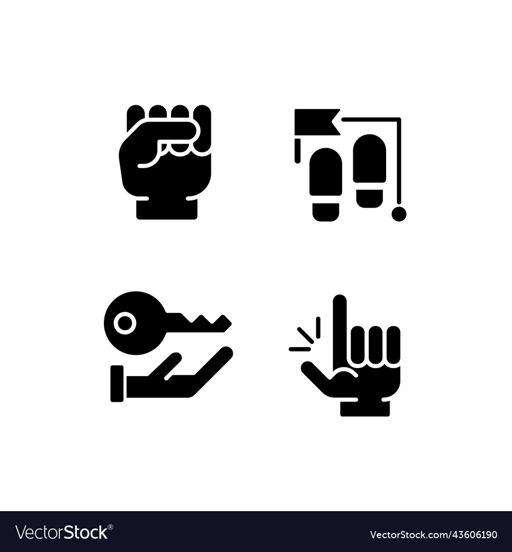 Goal Setting Black Glyph Icons Set On White Space Vector Image