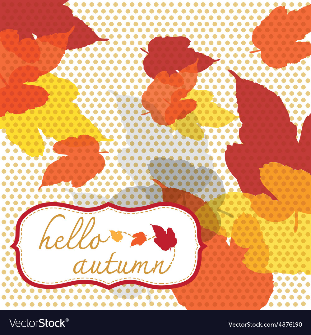 Hello autumn square with dot pattern