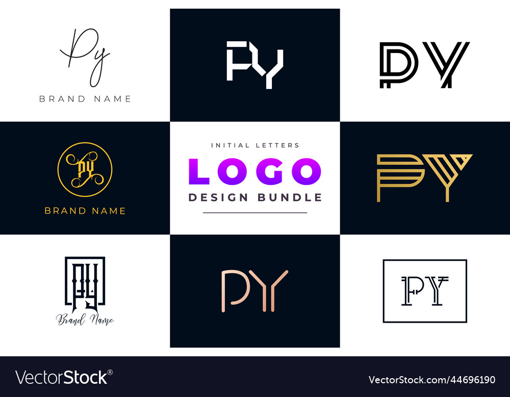 Initial letters py logo design bundle