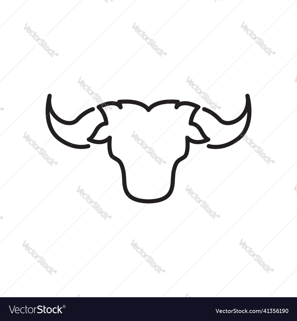 Line minimalist head bull logo design graphic