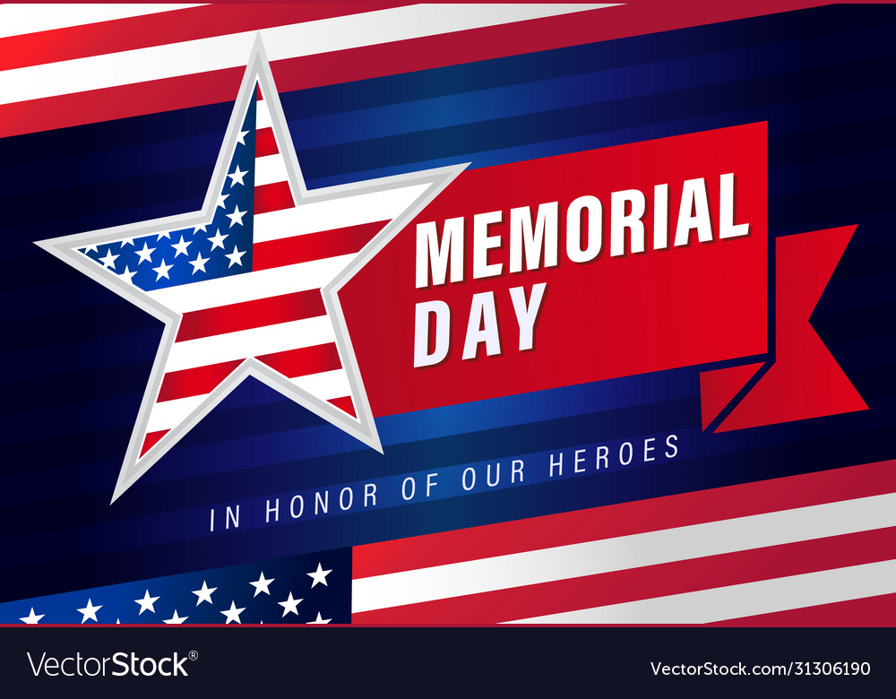 Memorial day usa star flag stripes banner Vector Image