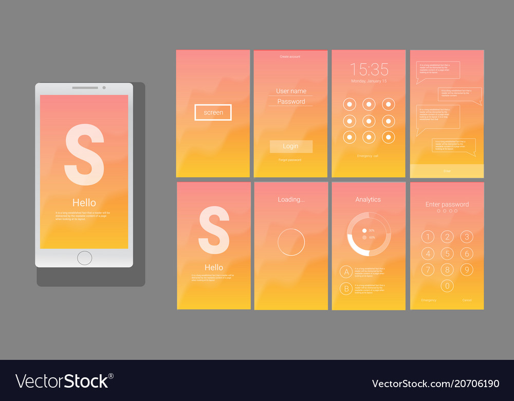 Modern ui gui screen design vector image Modern ui gui screen design