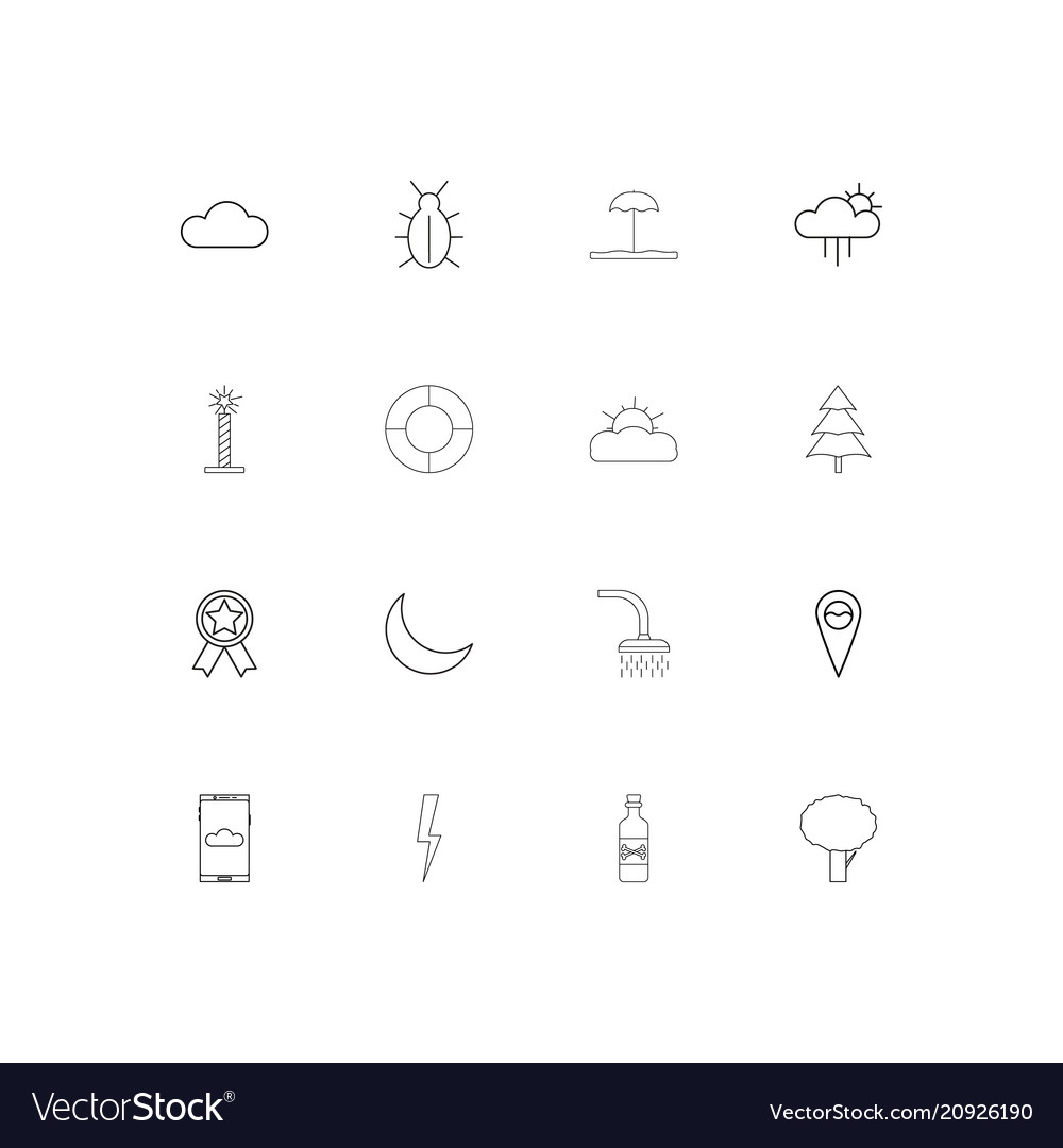 Nature linear thin icons set outlined simple